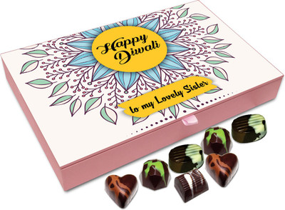 

Chocholik Diwali Sweets - Happy Diwali To My Lovely Sis Chocolate Box - 12pc Truffles(144 g)
