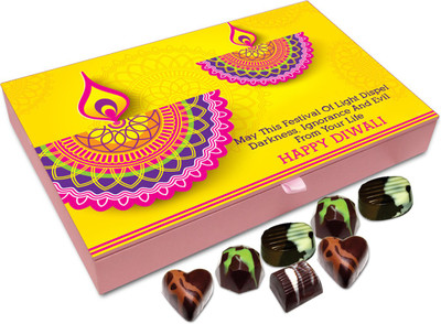 

Chocholik Diwali Gift - May The Festival Of Light Diwali Dispel Darkness From Your Life Chocolate Box - 12pc Truffles(144 g)