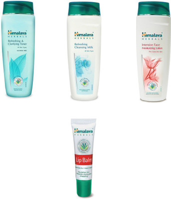 

Himalaya lip balm, refreshing toner, refreshing milk, intensive face moisturising lotion(Set of 4)