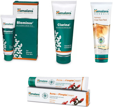 Himalaya bleminor anti blemish cream,clarina anti acne face wash gel, pimple cream, fairness kesar face pack(Set of 4)