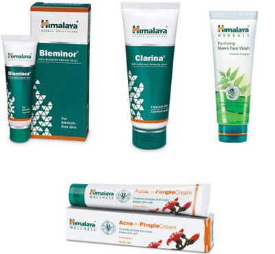 

Himalaya bleminor anti blemish cream,clarina anti acne face wash gel, pimple cream, neem face wash(Set of 4)