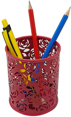 

Tuelip 1 Compartments Metal Mesh Pen Stand Round Shape Red Color Multi Purpose Pen Stand(Red)