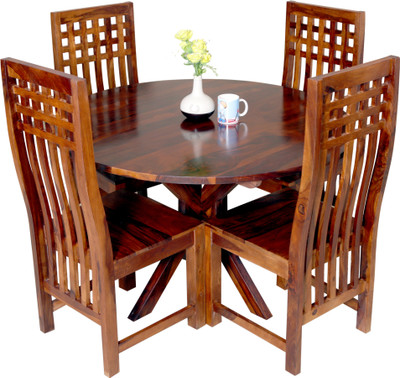 Induscraft Ethina Sheesham Solid Wood 4 Seater Dining Set(Finish Color - Brown)