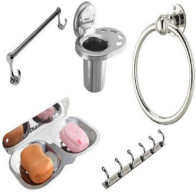 

shiva diamond Bolt Stainless Steel Bathroom Set(Pack of 5)