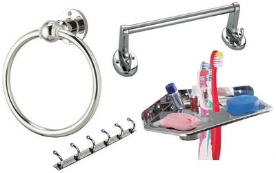 

shiva diamond Platinum Stainless Steel Bathroom Set(Pack of 4)