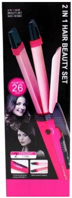 

Wonder World ® 2 In 1 Mini Travel Hair Straightener And Curler Ceramic Tourmaline Coated Barrel Flat Iron Electric Hair Curler
