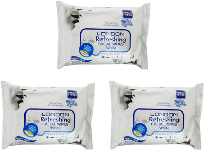 

London London Refreshing Facial Wipes White(Pack of 25)