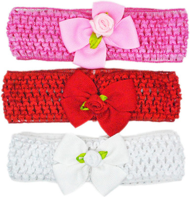 

Netboys Crochet Cutwork Flower Baby Headband ( White , Red , Pink ) 3 Pcs Set Head Band(Multicolor)