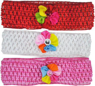 

FAVINO Crochet Cutwork Flower Baby Headband ( Red, White , Pink ) 3 Pcs Set Head Band(Multicolor)