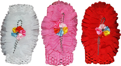 

FAVINO Crochet Cutwork Flower Baby Headband ( White , Pink , Red ) 3 Pcs Set Head Band(Multicolor)