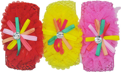 

Netboys Crochet Cutwork Flower Baby Headband ( Red , Yellow , Pink ) 3 Pcs Set Head Band(Multicolor)