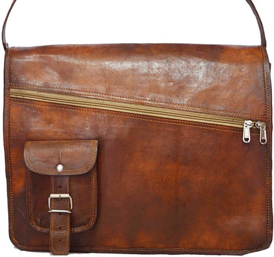 

Handmade Art and Craft 15 inch Laptop Messenger Bag(Brown)