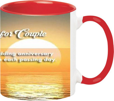 

Ashvah Happy Anniversary 1544 Ceramic Mug(350 ml), Red