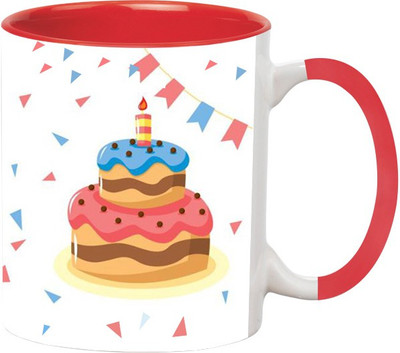 

Ashvah Happy Birthday 1524 Ceramic Mug(350 ml), Red