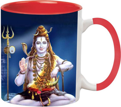 

Ashvah MahaDev 1594 Ceramic Mug(350 ml), Red