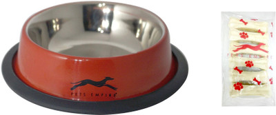 

Pets Empire round Stainless Steel Pet Bowl(200 ml Multicolor)