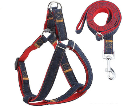 

Skora Dog Leash Harness Adjustable & Durable Leash Set & Heavy Duty Denim Dog Leash Collar for  Dog, Perfect for Daily Training Walking Running Dog Harness & Leash (, blue, red) Dog Harness & Leash(, black