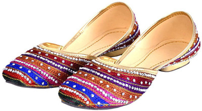 

Halowishes Women Silver Sequin Beaded Multicolor Ballerina Sandals - 114- Bellies For Women(Multicolor, Multi-color