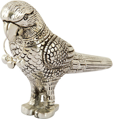 

HOUZZPLUS Aluminum Handicraft Parrot Figurine for home decor Decorative Showpiece - 10 cm(Aluminium, Silver)