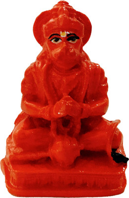 

ManeKo Hindu God Idol Hanuman Ji Statue Temple showpiece in sitting posture for Car Dashboard (Sinduri Color) Decorative Showpiece - 7 cm(Polyresin, Red)