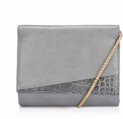 Caprese Women Evening/Party Grey Leatherette Sling Bag