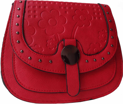 ALIVE Women Casual Red Leatherette Sling Bag
