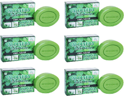 AryanShakti Aloevera tulsi Soap | 100% natural(450 g, Pack of 6)