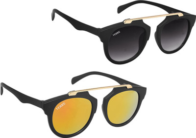 

Verre Round Sunglasses(Black, Orange)