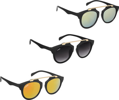 

Verre Round Sunglasses(Black, Orange, Silver)