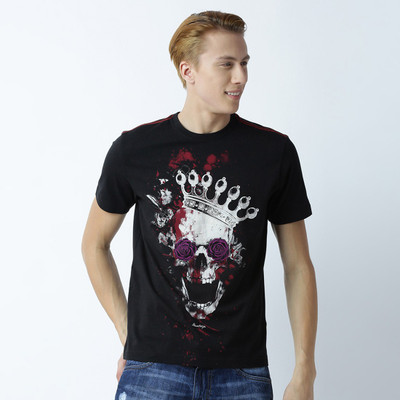 HUETRAP Graphic Print Men Round Neck Purple T-Shirt