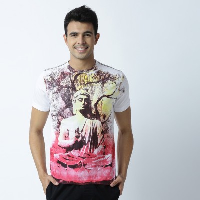 HUETRAP Graphic Print Men Round Neck White T-Shirt