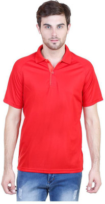 ADIDAS Solid Men Polo Neck Red T-Shirt