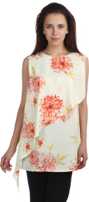 OPUS Casual Sleeveless Floral Print Women Yellow Top