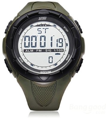 Skmei Sports Digital Grey Dial Watch With Stopwatch , Alarm - Army Green For Men And Boys-Sk1025Armgrn Watch  - For Boys   Watches  (Skmei)