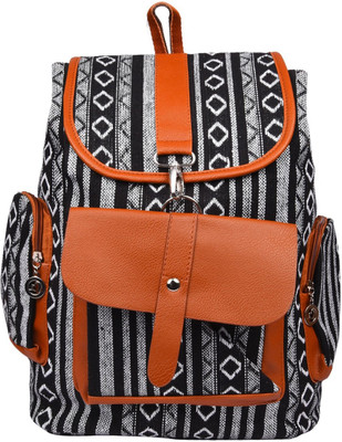 

Stylehoops Monochrome Woven Geometric Striped Pattern 7 L Backpack(Multicolor)