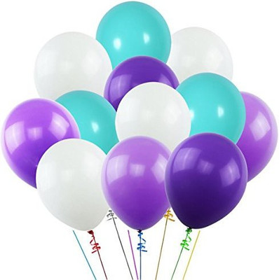 

PartyballoonsHK Solid White ,Purple ,Sea Foam Blue & Blue Party Bridal Baby Shower Mermaid Birthday Party Decorations Balloon(Multicolor, Pack of 50)