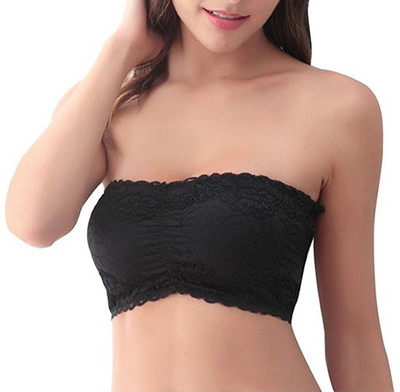 KavJay's Strapless Criss Cross Straps Padded Tube Bra Women Tube Lightly Padded Bra(Black)