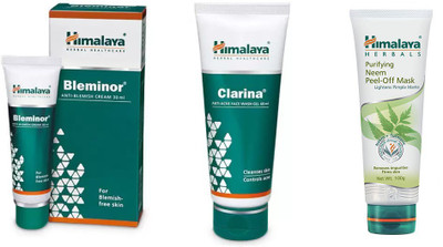 

Himalaya bleminor anti blemish cream,clarina anti acne face wash gel, neem pell of mask(Set of 3)