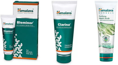 

Himalaya bleminor anti blemish cream,clarina anti acne face wash gel, neem scrub(Set of 3)