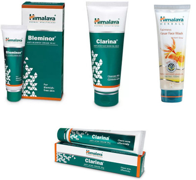 

Himalaya bleminor anti blemish cream,clarina anti acne face wash gel, clarina anti acne cream, fairness kesar face wash(Set of 4)
