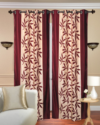 

Handloom Hut 213 cm (7 ft) Polyester Door Curtain (Pack Of 2)(Printed, Maroon)