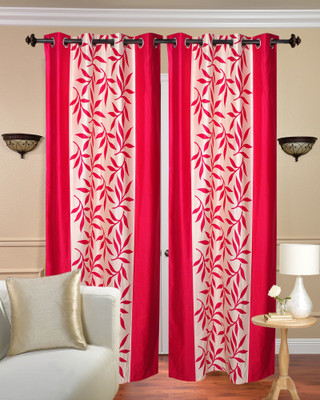 

Handloom Hut 84 inch (3 ft) Polyester Window Curtain (Pack Of 2)(Printed, Pink)