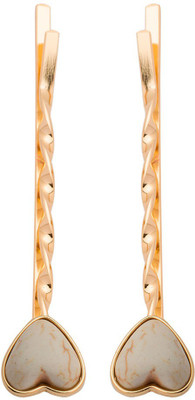 

Voylla White Heart Shaped Turquoise Stone Studded Hair Pins Hair Pin(Gold)