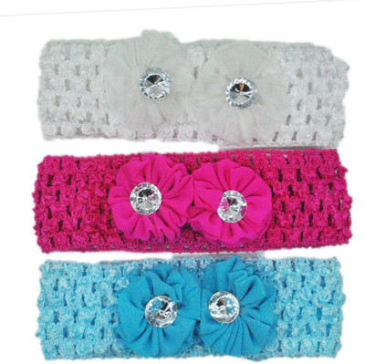 

FAVINO Crochet Cutwork Flower Baby Headband ( White , Pink , Blue ) 3 Pcs Set Head Band(Multicolor)