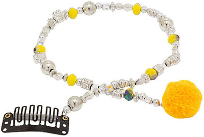 

Voylla Hair pin with beaded link chain Hair Pin(Silver)