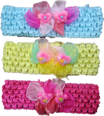 

Netboys Crochet Cutwork Flower Baby Headband ( Blue , Yellow , Pink ) 3 Pcs Set Head Band(Multicolor)