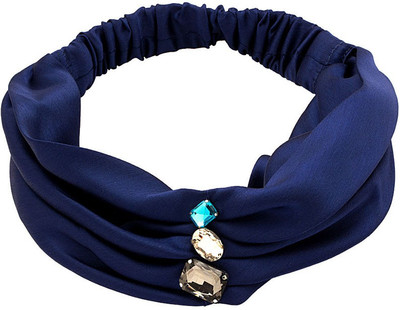 

Voylla Blue Fabric Head Band With Crystal Ornament Hair Band(Blue)