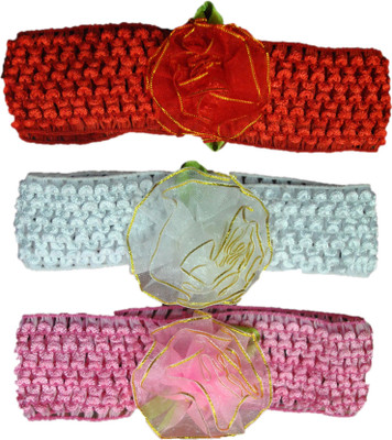 

FAVINO Crochet Cutwork Flower Baby Headband ( Black , White, Pink ) 3 Pcs Set Head Band(Multicolor)