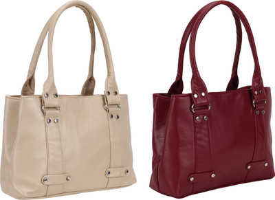 

Lady bar Shoulder Bag(Maroon, Beige), Beige;maroon