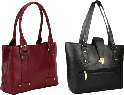 

Lady bar Shoulder Bag(Maroon, Black), Black;maroon